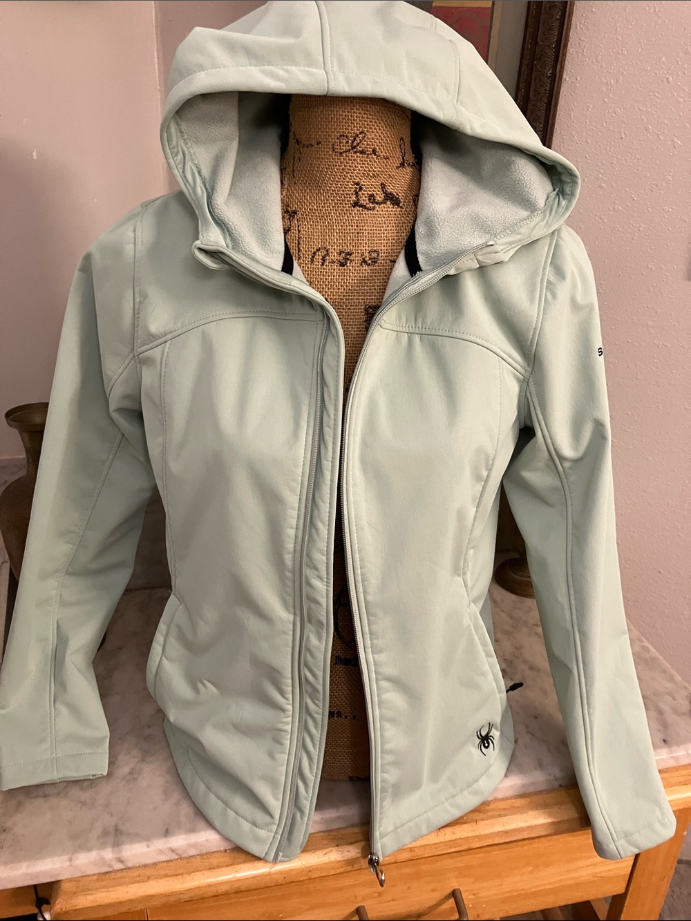 Spyder Women's Hooded Softshell Jacket - Light Mint Soft Lightweight M!